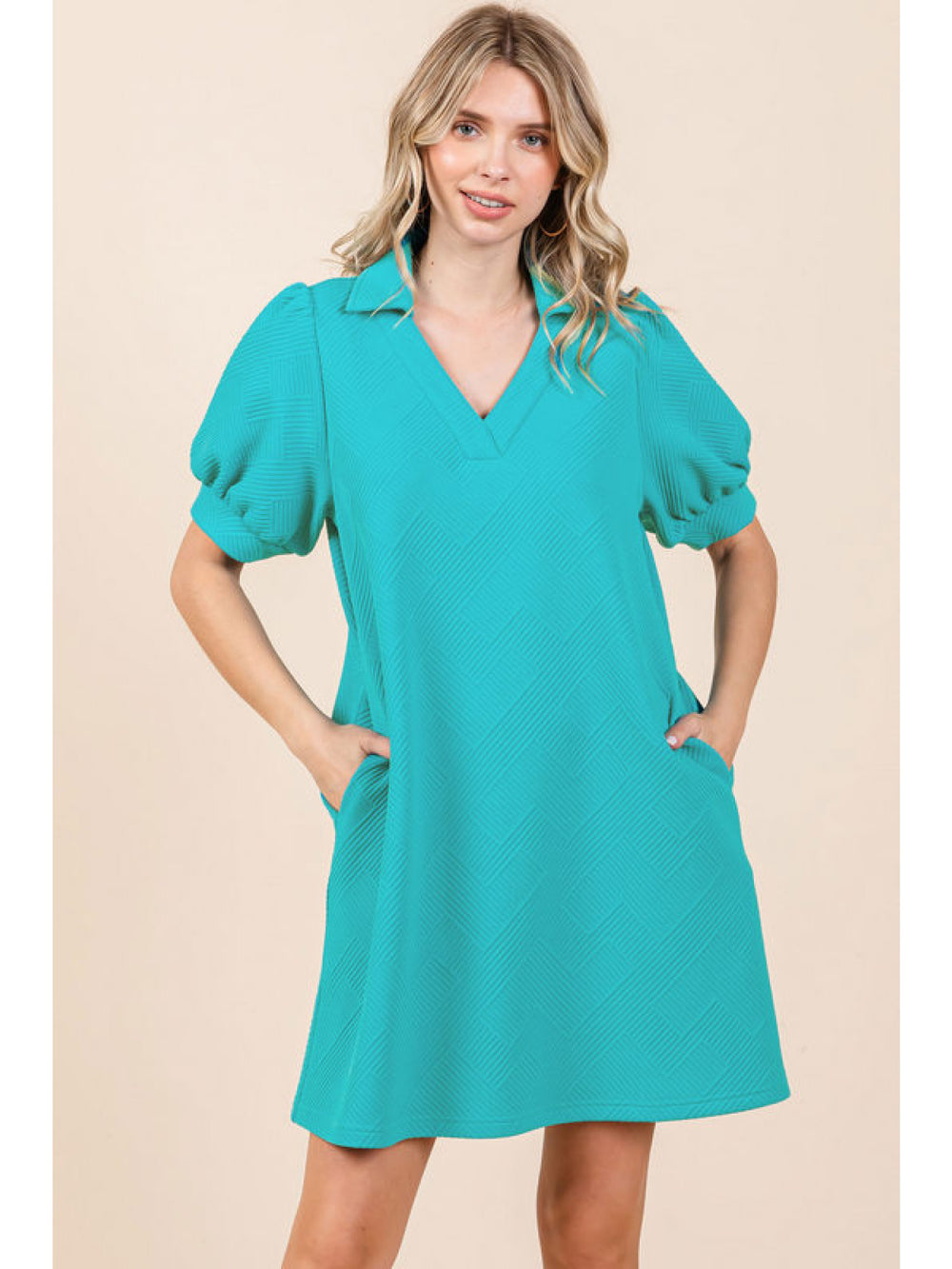 Textured Open Collared Dress