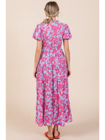 Short Sleeve Floral Print Midi Dress
