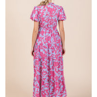 Short Sleeve Floral Print Midi Dress