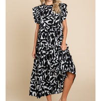 Abstract Print Midi Dress