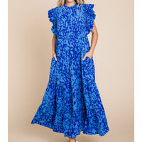 Frilled Printed Maxi Dress