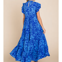 Frilled Printed Maxi Dress