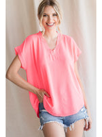 Cap Sleeve V-Neck Top
