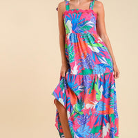 Lilly Inspired Shoulder Tie Tiered Maxi Dress