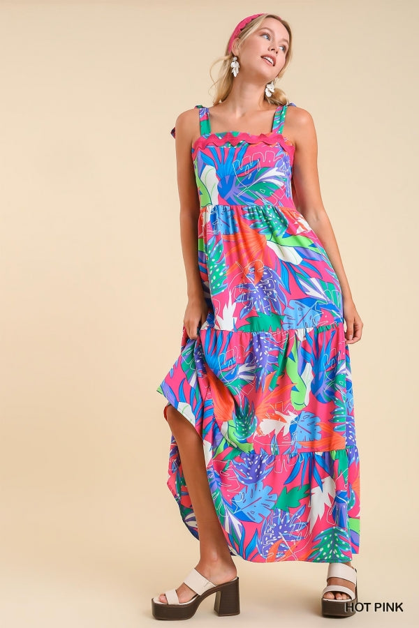 Lilly Inspired Shoulder Tie Tiered Maxi Dress