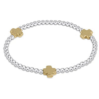 enewton Extends Signature Cross Sterling Mixed Metal Pattern 3mm Bead Bracelet
