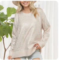Silver Leopard Print Metallic Pull Over Top

