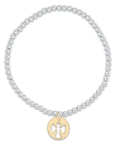 enewton Classic Sterling Mixed Metal 3mm Bead Bracelet - Guardian Angel Gold Disc
