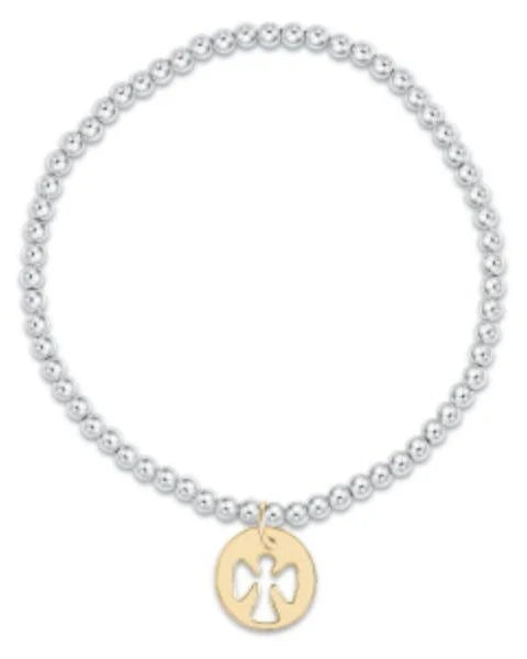 enewton Classic Sterling Mixed Metal 3mm Bead Bracelet - Guardian Angel Gold Disc