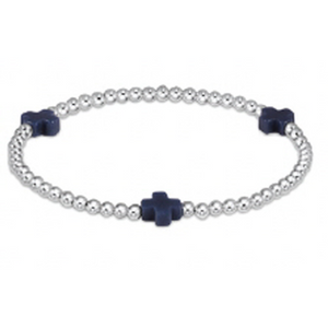 enewton Signature Cross Sterling Pattern 3mm Bead Bracelet - Navy