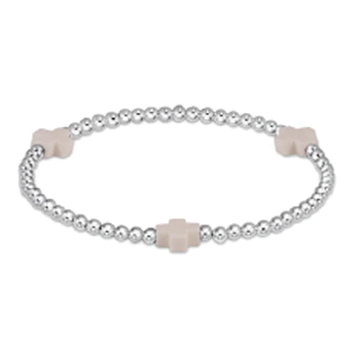 enewton EXTENDS Signature Cross Sterling Pattern 3mm Bracelet - Off-White