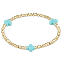 enewton Extends Signature Cross Gold Pattern 3mm Bracelet - Turquoise
