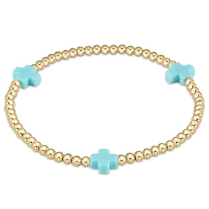 enewton Extends Signature Cross Gold Pattern 3mm Bracelet - Turquoise