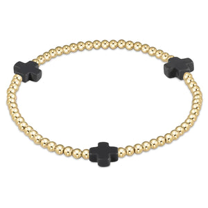 enewton Extends Signature Cross Gold Pattern 3mm Bracelet - Charcoal
