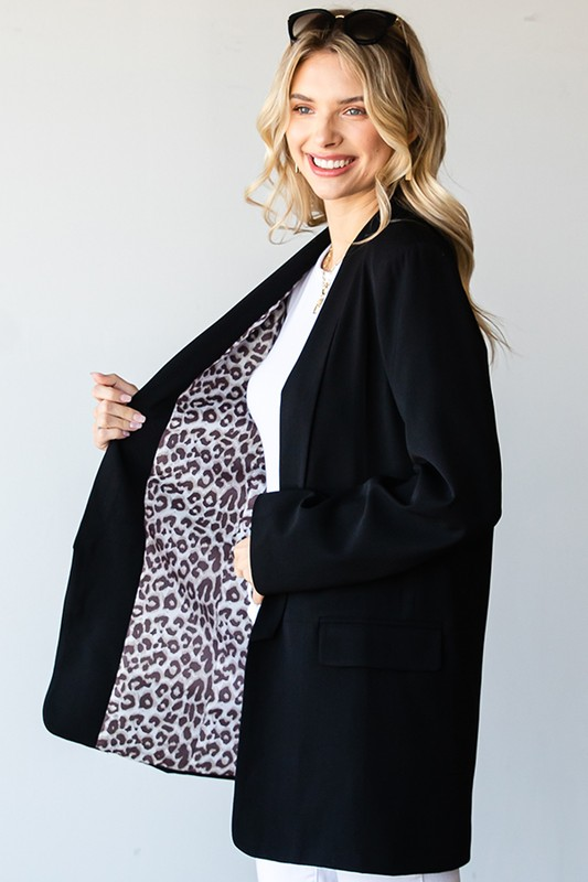 Black Leopard Print Blazer