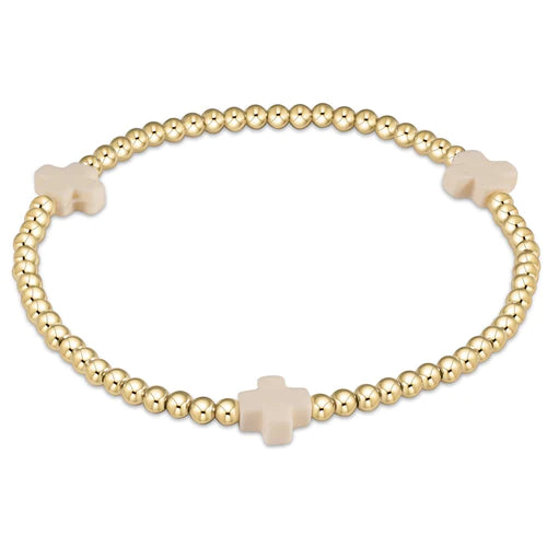 enewton Extends Signature Cross Gold Pattern 3mm Bracelet - Off-White