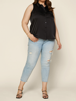 Sleeveless Button Down Top
