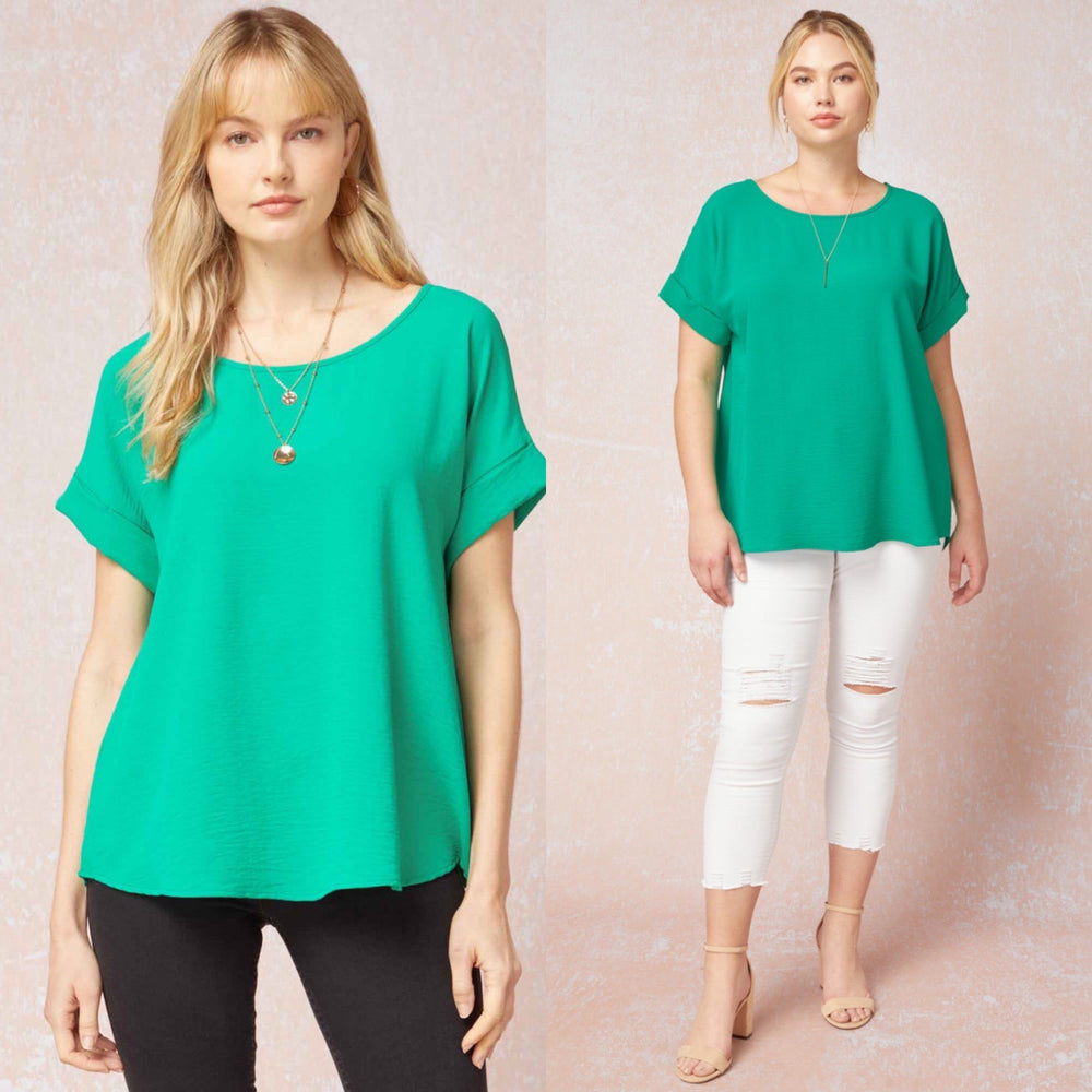 Kelly Green Scoop Neck Top