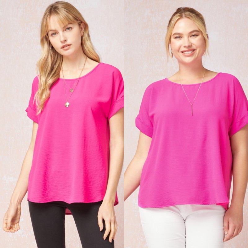 Hot Pink Scoop Neck Top