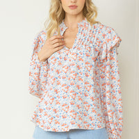 Ivory Floral Long Sleeve Blouse