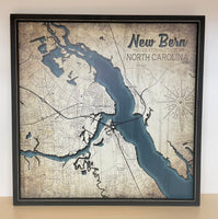 24x24 Vintage Map of New Bern
