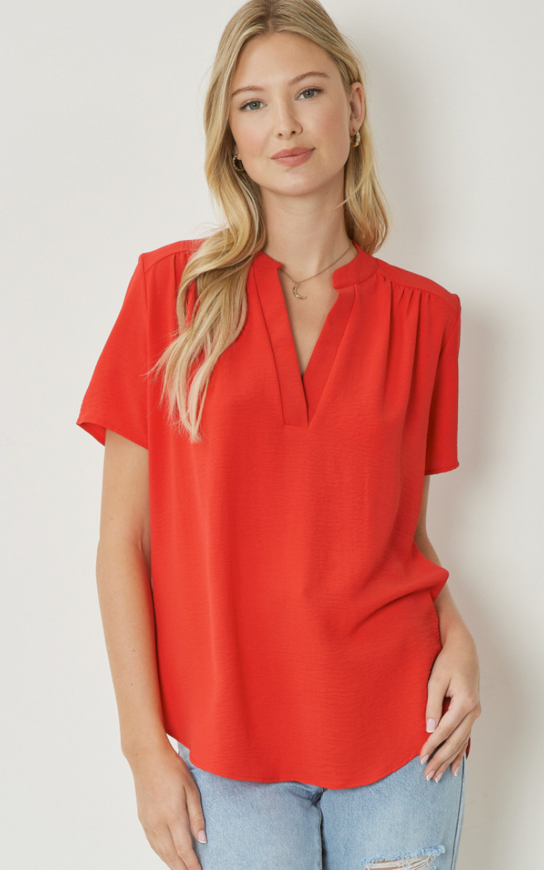 Red V-Neck Top