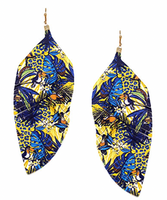 Animal Tropical Leather Feather Earrings
