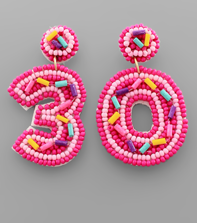 '30' Beaded Earrings