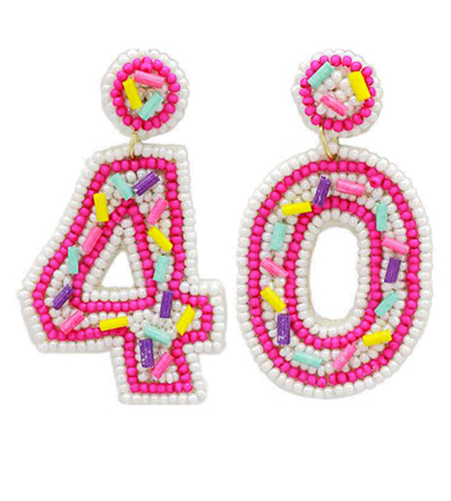 '40' Beaded Earrings