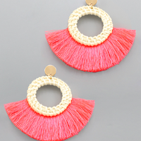 Rattan Circle & Fan Earrings