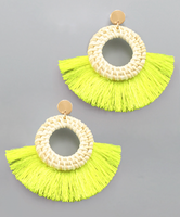 Rattan Circle & Fan Earrings
