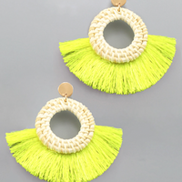 Rattan Circle & Fan Earrings