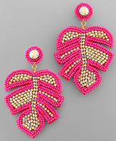 Leaf Bead & Crystal Earrings
