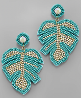 Leaf Bead & Crystal Earrings
