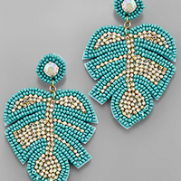 Leaf Bead & Crystal Earrings
