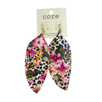 Animal Tropical Leather Feather Earrings
