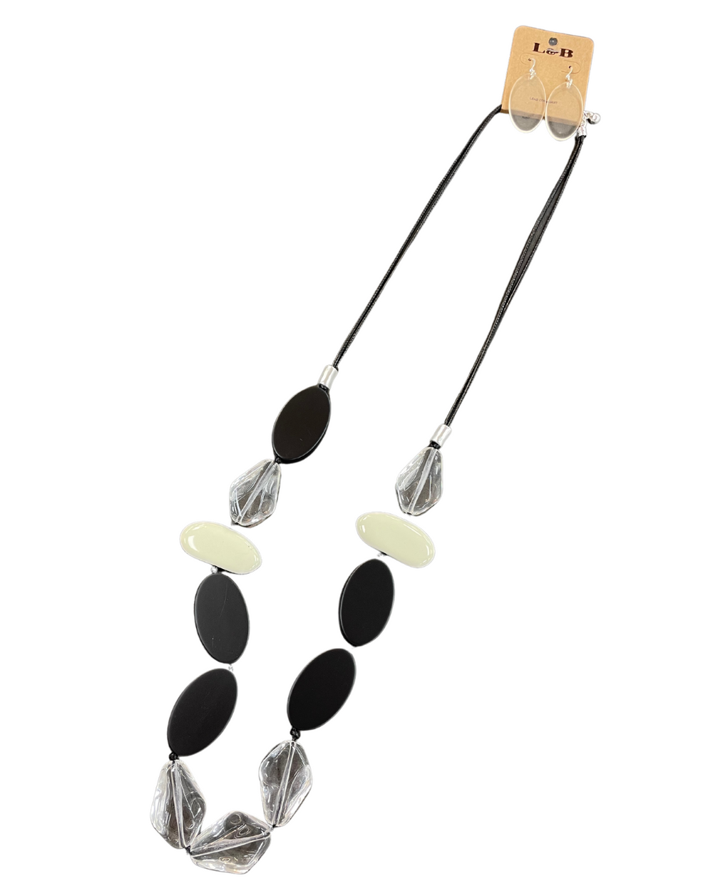 Black and White Beads & Baubles Necklace & Earrings Set