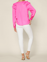 Adele Ruffled Split Neck Top
