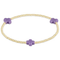 enewton Signature Cross Gold Pattern 2mm Bead Bracelet - Purple