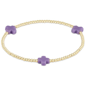 enewton Signature Cross Gold Pattern 2mm Bead Bracelet - Purple