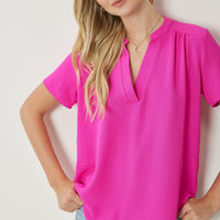 Hot Pink V-Neck Top