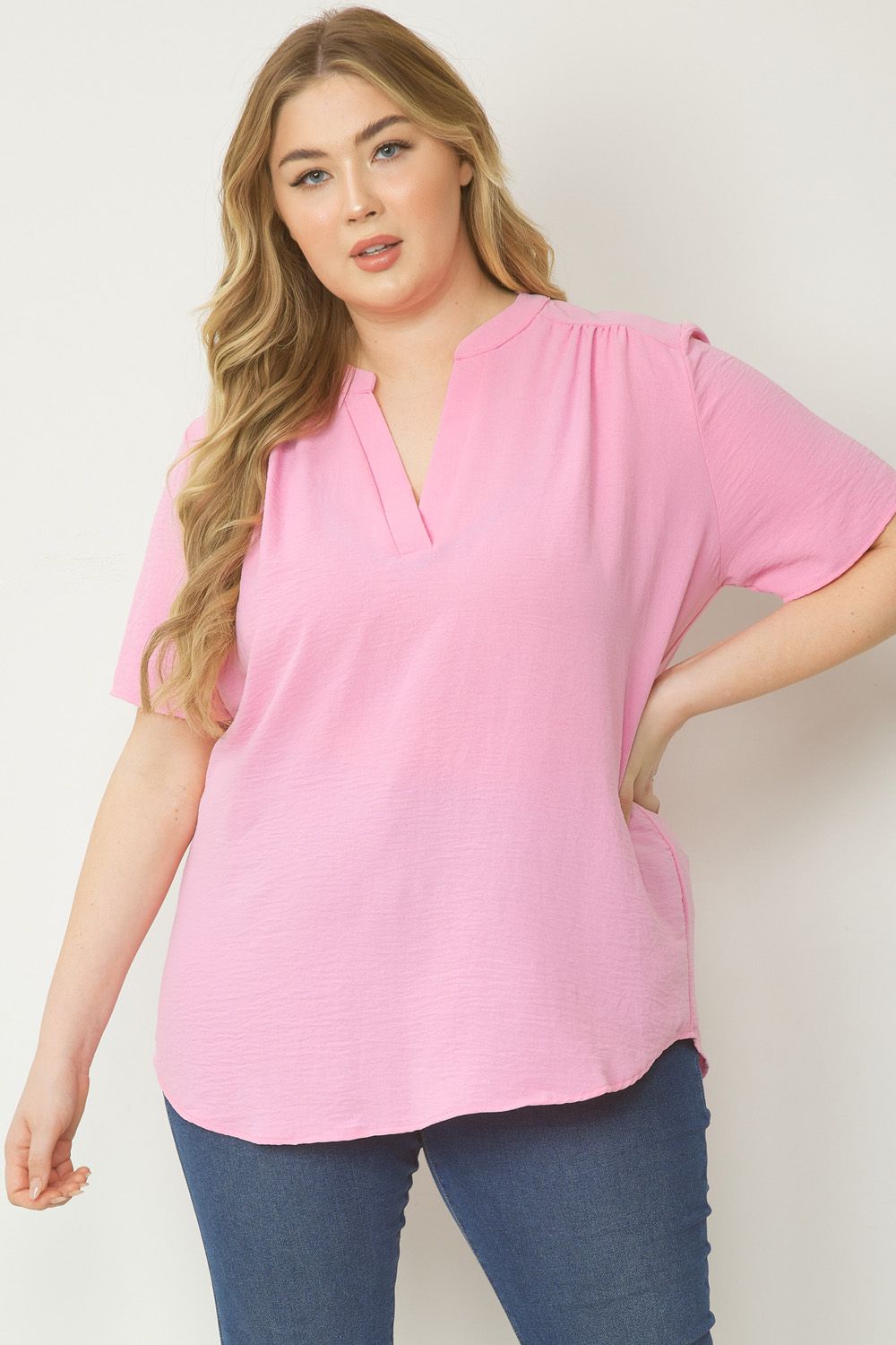 Baby Pink V-Neck Top