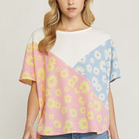 Daisy Printed Contrast Top
