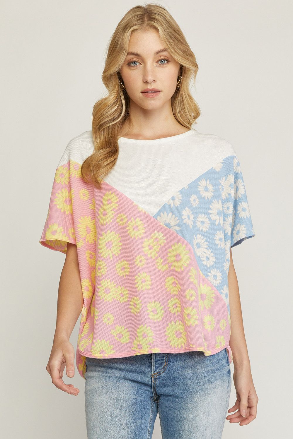 Daisy Printed Contrast Top