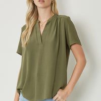Olive V-Neck Top