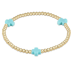 enewton Signature Cross Gold Pattern 3mm Bead Bracelet